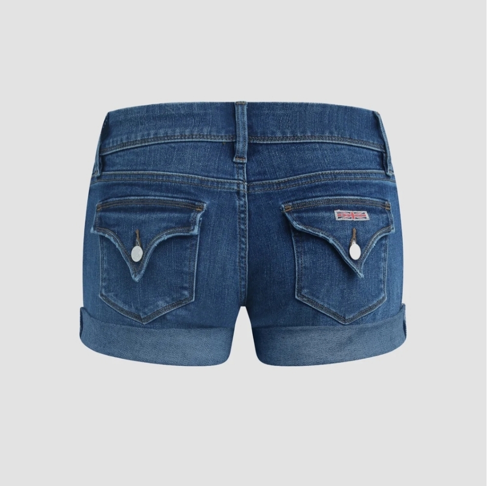 Hudson Croxley Blue Mid-Rise Cuffed Rolled Hem Shorts